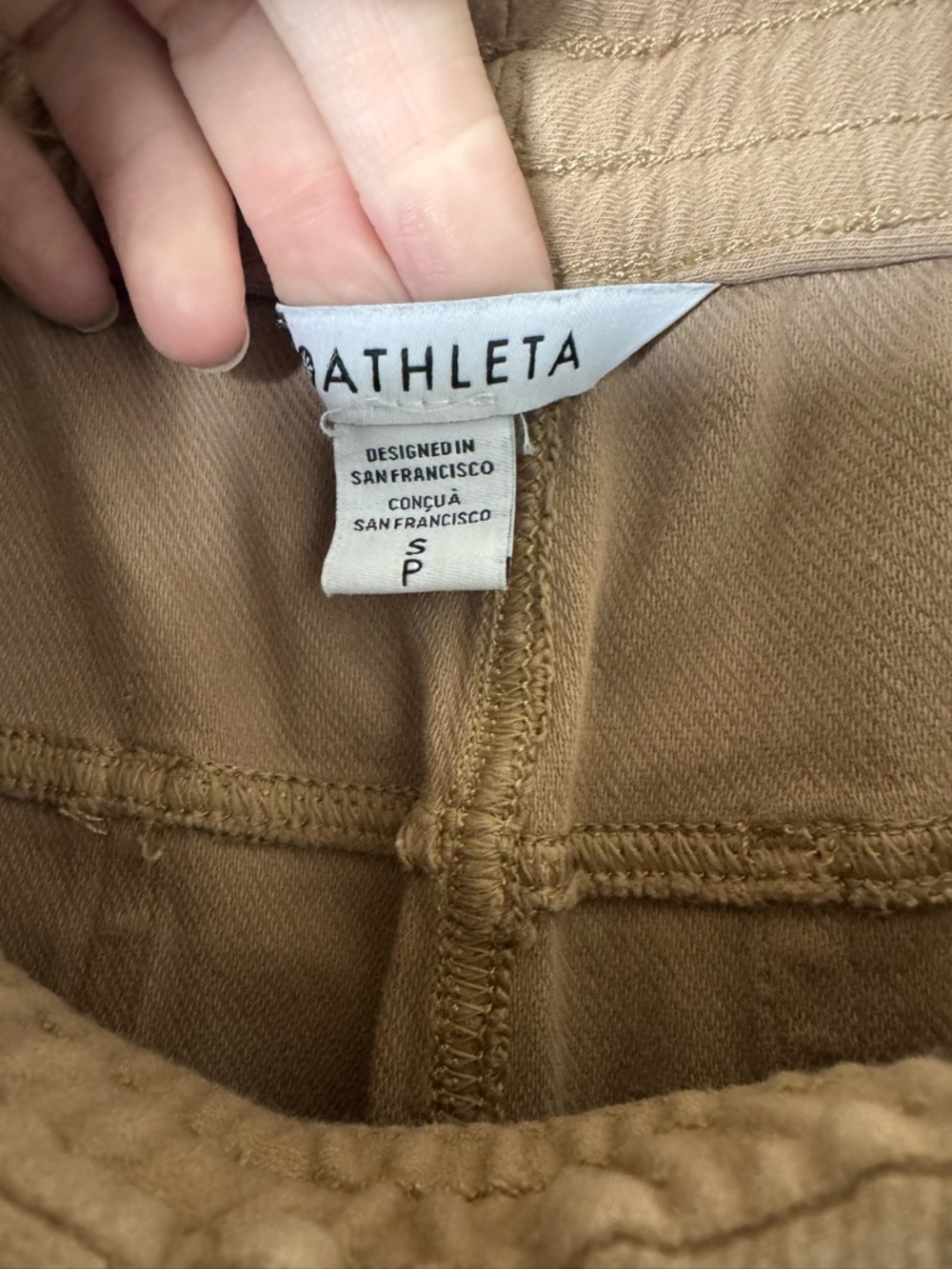 Athleta Tan Wide Leg Pants Womens Small Petite Pull On Lounge Casual - Picture 4 of 4